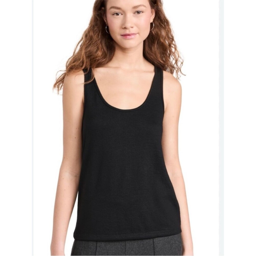 Vince 100% Linen Scoop Neck Tank Top Black XL NWT Breathable Slub Knit Basic